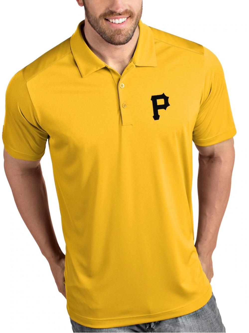 Men's Pittsburgh Pirates Antigua Gold Tribute Polo